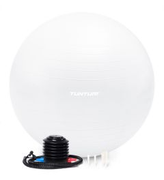 Tunturi Anti Burst Fitness bal met Pomp | Yoga bal 65 cm | 220 kg gebruikersgewicht | Incl Trainingsapp | Wit