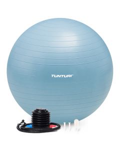 Tunturi Anti Burst Fitness bal met Pomp | Yoga bal 65 cm | 220 kg gebruikersgewicht | Incl Trainingsapp | Lichtblauw